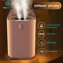 Tastech 3l Ultrasonik Oda Hava Nemlendirici Çift Sprey Aromatherapy Ev Ofis Humudifier Rgb Işıklı Pembe