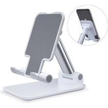 Tastech Beyaz Gümüş Katlanabilir Masaüstü Tablet ve Telefon Tutucu Deskop Stand RZ-054