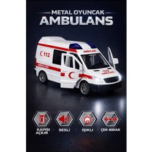 Brother Toys Metal Çek Bırak Özellikli Sesli Işıklı Ambulans Minibüs Kapıları Açılabilir