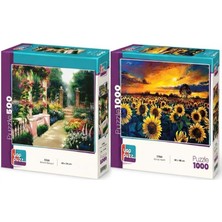 Farbu Oyuncak Güneş Hasatı ve Botanik Bahçesi Ikili Set - 1000 + 500 Parça Ikili Puzzle Seti