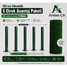 Msy Garden Fenc Çim Çit 150 cm x (11M-18M) Arası Ölçü Seçenekleri 5-6-7 Adet (Ölçüye Bağlı) Galvanizli Çit Direği Aksesuarlar Montaj Aparatlı Avantaj Paketi