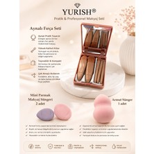 Yurish Profesyonel Makayaj Set'i / Aynalı Fırça Set'i & Mini Parmak Makyaj Süngeri & Armut Sünger Set'i
