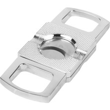 Premium Quality Gümüş Düz Çizgi Detaylı Metal Puro Makası Kesici