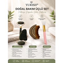 Yurish Doğal Yüz Taşı & Lenf Fırçası & Maske Fırçası 3'lü Set