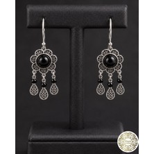 925 Ayar Gümüş Oltu Taşı Kadın Küpe SKÜ00044