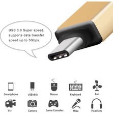 Ata Elektronik Type C USB 3.1 To USB 3.0 Şarj Data Çevirici Dönüştürücü Adaptör Metal - Siyah