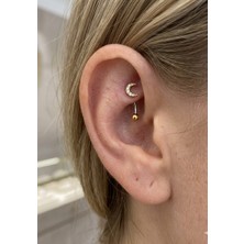 Kurukafa Gift Rook Çelik Piercing Ay Figürlü Zirkon Taşlı