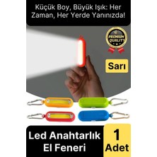 Svein Premium Taşınabilir Kamp Okul Güçlü Işık Aydınlatma 3 Modlu Pilli Sarı Mini LED Anahtarlık El Feneri