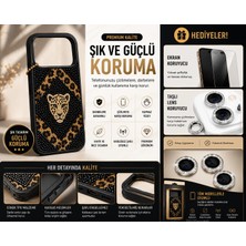 Jolita Samsung S26 Ultra Uyumlu Leopar Desenli Inci Taşlı Telefon Kılıfı + Taşlı Lens Koruyucu + Ekran Koruyucu Hediyeli