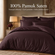 WARMATEX %100 Pamuk Saten Çizgili Çift Kişilik Nevresim Takımı - BORDO