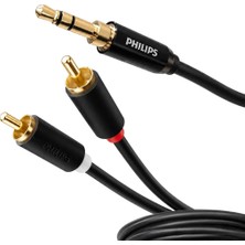 Xtechnx Philips SWR2121B/93 3.5mm Stereo 2 Rca Aux Ses Kablosu 5 Metre Hi-Fi Ses Kalitesi