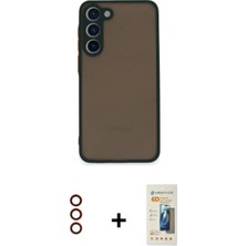 Marsilyan™- Galaxy S23 Plus Kılıf Ahenk Çizgi Serisi - Siyah 6d Mat Seramik Hayalet Nano Ekran Koruyucu + Metal Kamera Lens - Kı