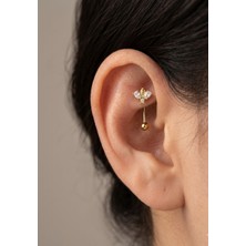 Kurukafa Gift Rook Çelik Piercing Arı Figürlü Zirkon Taşlı