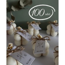 Glow-Candle by You Kişiye Özel Çiçekli 100 Adet Hediyelik Beyaz Bubble Mum - Düğün|nişan|söz