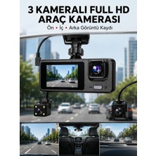 Senson 3 Kanallı Araç Dvr – Ön + Iç + Arka Kamera ile Tam Kapsama, Yüksek Güvenlik Yeni Nesil - Lisinya