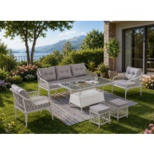 Evdesa Joy Rattan Puflu Bahçe Balkon Takımı 3+1+1