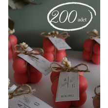 Glow-Candle by You Kişiye Özel Çiçekli 200 Adet Hediyelik Bubble Mum - Düğün|nişan|söz