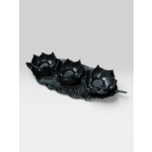Gitti Gitti 3'lü Lotus Yaprak Tabanlı Mumluk 35X15X7 cm Dekoratif Ev ve Ofis Aksesuarı