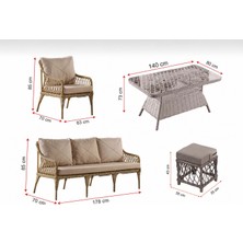 Evdesa Joy Rattan Puflu Bahçe Balkon Takımı 3+1+1