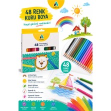 Artlantis 48 Li Kuru Boya Kalemi Karton Kutu 1 Paket Adel 48 Renk Kuruboya Tam Boy Canlı Renkli Boya Kalem Okul Öğrenci