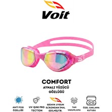 Voit Comfort Pembe Aynalı Yetişkin Yüzücü Gözlüğü Anti-Fog Vakumlu Uv Korumalı Havuz Deniz Gözlüğü