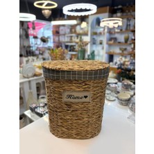 Sever Bej Hasır Oval Çamaşır Sepeti 48CM