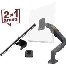 North Bayou Desk Pro Bundle – Nb F80 2026 Versiyon Ergonomik Monitör Standı + Ergoflex EF-354 Uzaktan Kumandalı Monitör Işık Çubuğu