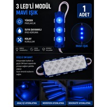 Cabbaroğlu Ticaret 3 Çipli Ayak Altı LED Modül Seti 12V Araç Içi Ambiyans Aydınlatma Su Geçirmez Parmak LED