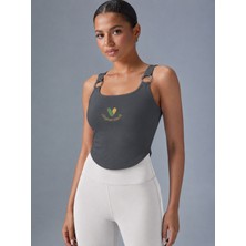 Pengora Julia Kadın Halka Detaylı U Yaka Crop Atlet Askılı Esnek Basic Yazlık Bluz