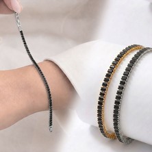 Beycen Aksesuar 4mm Siyah Zirkon Taşlı Ayarlanabilir Su Yolu Kadın Bileklik 3902KBV4D5