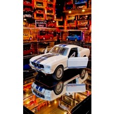 Oyuncak Sahili Shelby Cobra GT500 Diecast Metal Araba 12.5 cm Kapıları Açılır Koleksiyon Orjnal Model Çizgili Beyaz Kınsmart