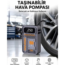 Arenes 6000MAH Bataryalı LED Ekranlı Akıllı Hava Kompresörü - Lisinya