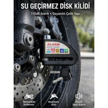 Arenes Suya Dayanıklı 110DB Alarmlı Çelik Disk Kilidi Yeni Nesil - Lisinya