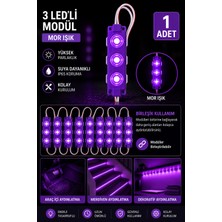 Cabbaroğlu Ticaret 3 Çipli Ayak Altı LED Modül Seti 12V Araç Içi Ambiyans Aydınlatma Su Geçirmez Parmak LED