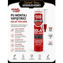 Karapolat Mad Wolf D4 Pu Montaj Yapıştırıcısı Şeffaf 280 ml Sıvı Çivi Dolap Toplama Yapıştırıcısı Suya Dayanıklı