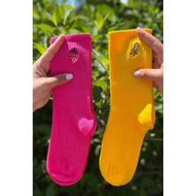Lou Socks Unisex Çilek ve Muz Nakışlı 2'li Tenis Spor Çorap