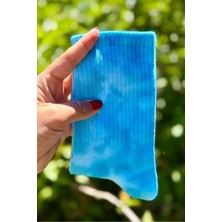 Lou Socks Unisex Mavi Batik Desenli Soket Spor Çorap