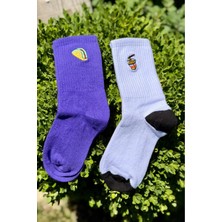 Lou Socks Unisex Taco ve Patates Nakışlı 2'li Tenis Spor Çorap