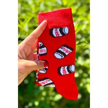 Lou Socks Unisex Kırmızı Nutella Tasarım Soket Çorap