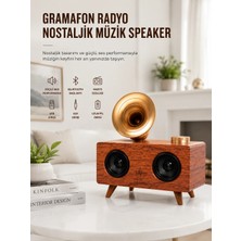 Hobilinka Bluetooth Nostalji Speaker Radyo Gramofon Ahşap Renk Vintage Yeni Nesil