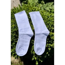 Lou Socks Unisex Beyaz Düz Renk Tenis Spor Çorabı