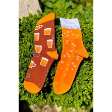 Lou Socks Unisex Sağlı Sollu Beer Desenli Soket Çorap