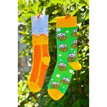 Lou Socks Unisex Sağlı Sollu Suds Beer Desenli Soket Çorap