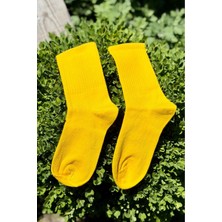 Lou Socks Unisex Sarı Düz Renk Tenis Spor Çorabı