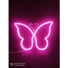 Neon Star 3d Kelebek Şeklinde Neon LED Lamba – Duvar Dekoru – 25X19CM – Gece Lambası 3D Baskı