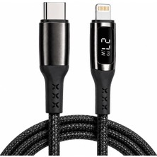 Teknofone Flexlink Display 27W Type-C To Lightning Dijital Ekranlı Hızlı Şarj ve Data Kablosu, 1.2 Metre