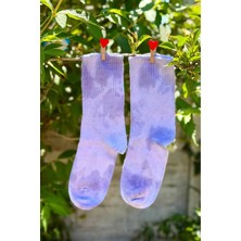 Lou Socks Unisex Lila Batik Desenli Soket Çorap