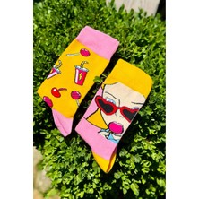 Lou Socks Unisex Sağlı Sollu Şekerli Kız Desenli Soket Çorap