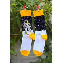 Lou Socks Unisex Sağlı Sollu Astronot Temalı Soket Çorap