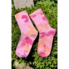 Lou Socks Unisex Pembe Batik Desenli Soket Spor Çorap
